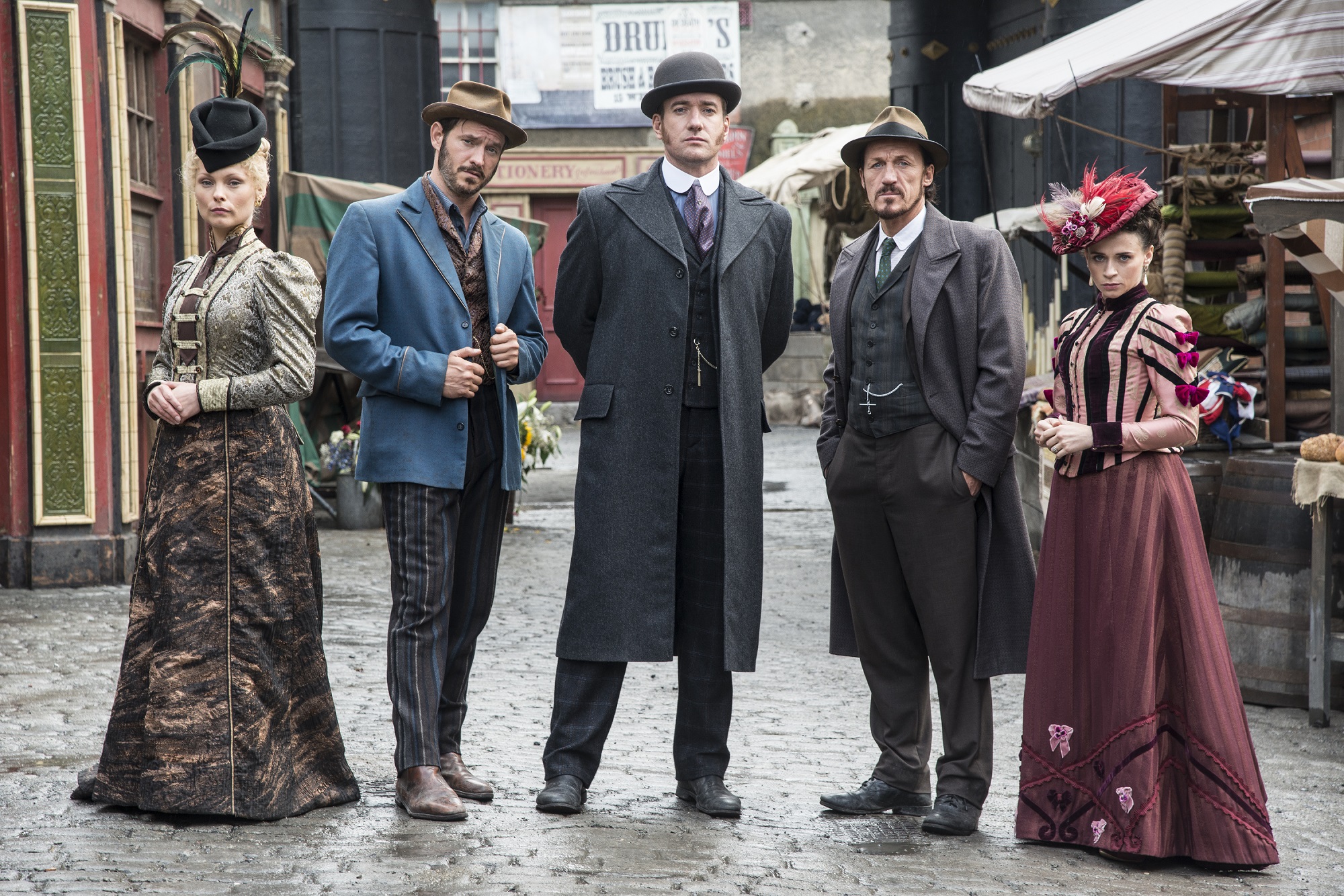 Picture shows: Long Susan (MYANNA BURING), Homer Jackson (ADAM ROTHENBERG), Detective Inspector Edmund Reid (MATTHEW MACFADYEN), Detective Sergeant Bennet Drake (JEROME FLYNN) and Rose (CHARLENE McKENNA)