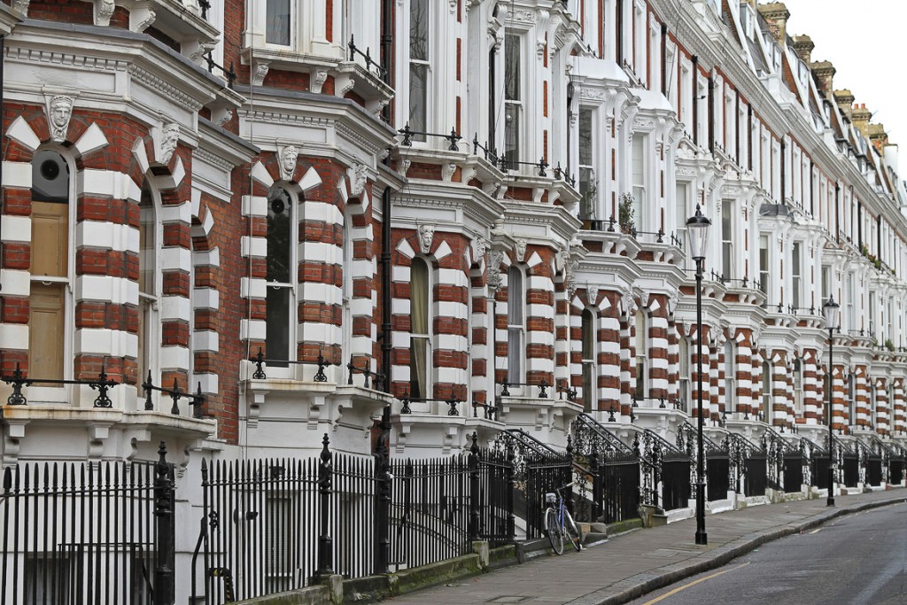 Traditional Victorian brick houses in London Kensington